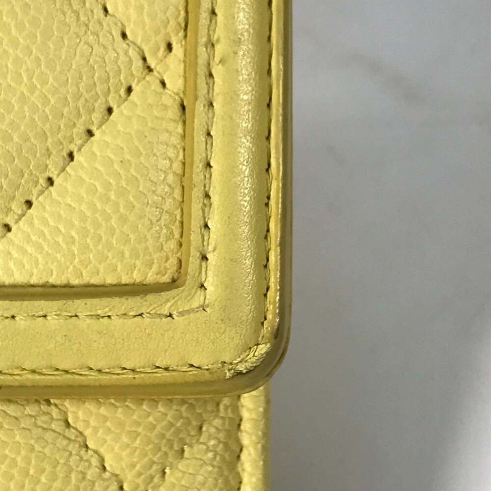CHANEL Yellow Caviar Leather Logo Wallet - Picture 11 of 16